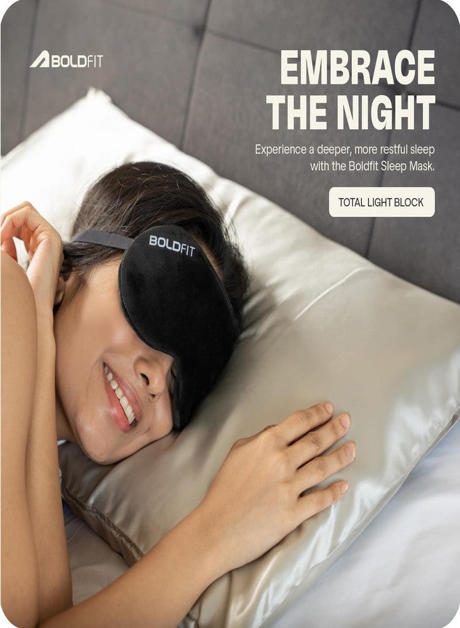 Boldfit Eye Mask for Sleeping with Adjustable Strap Super Soft Sleeping Mask Blind Fold for Comfortable Sleep Travelling Sleep Mask Pad for Girls Sleeping Eye Mask Blind Folds for Sleeping - Black - Image 3