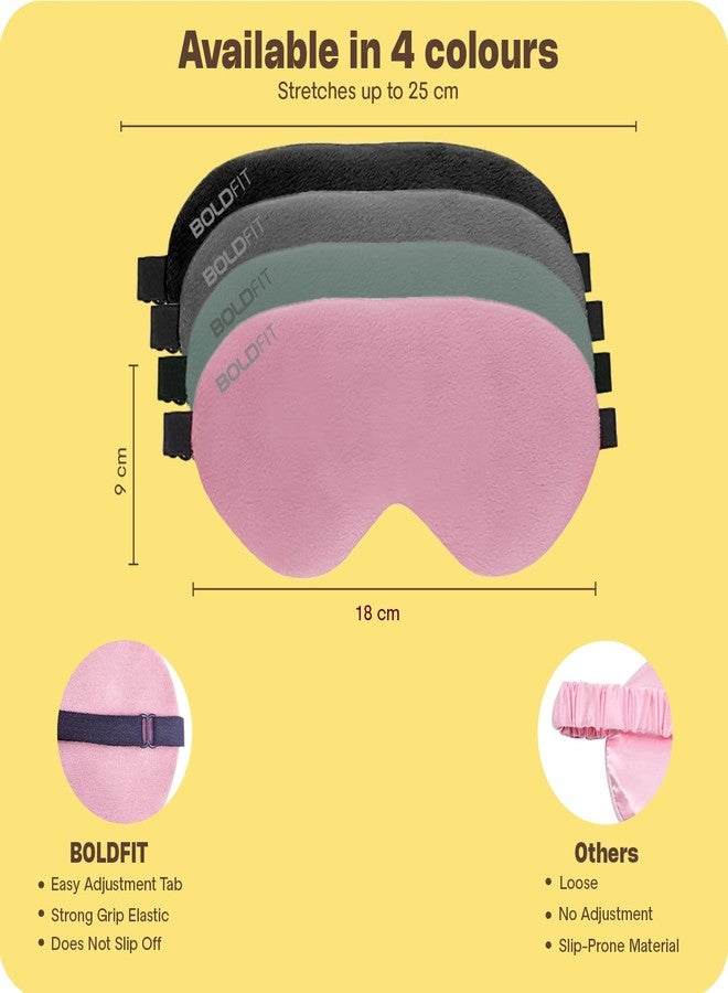 Boldfit Eye Mask for Sleeping with Adjustable Strap Super Soft Sleeping Mask Blind Fold for Comfortable Sleep Travelling Sleep Mask Pad for Girls Sleeping Eye Mask Blind Folds for Sleeping - Black - Image 4