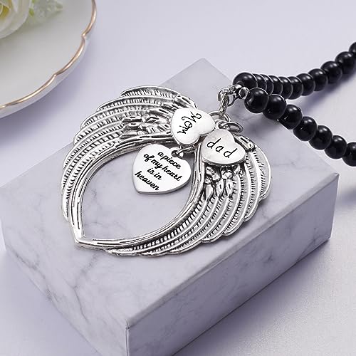 Ralukiia Silver Angel Wings A Piece of My Heart is in Heaven Rear View Mirror Car Charm, Mom Dad Angel Ornament, Sympathy Condolence Gift - Image 3
