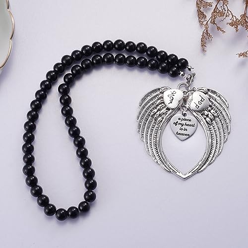 Ralukiia Silver Angel Wings A Piece of My Heart is in Heaven Rear View Mirror Car Charm, Mom Dad Angel Ornament, Sympathy Condolence Gift - Image 4
