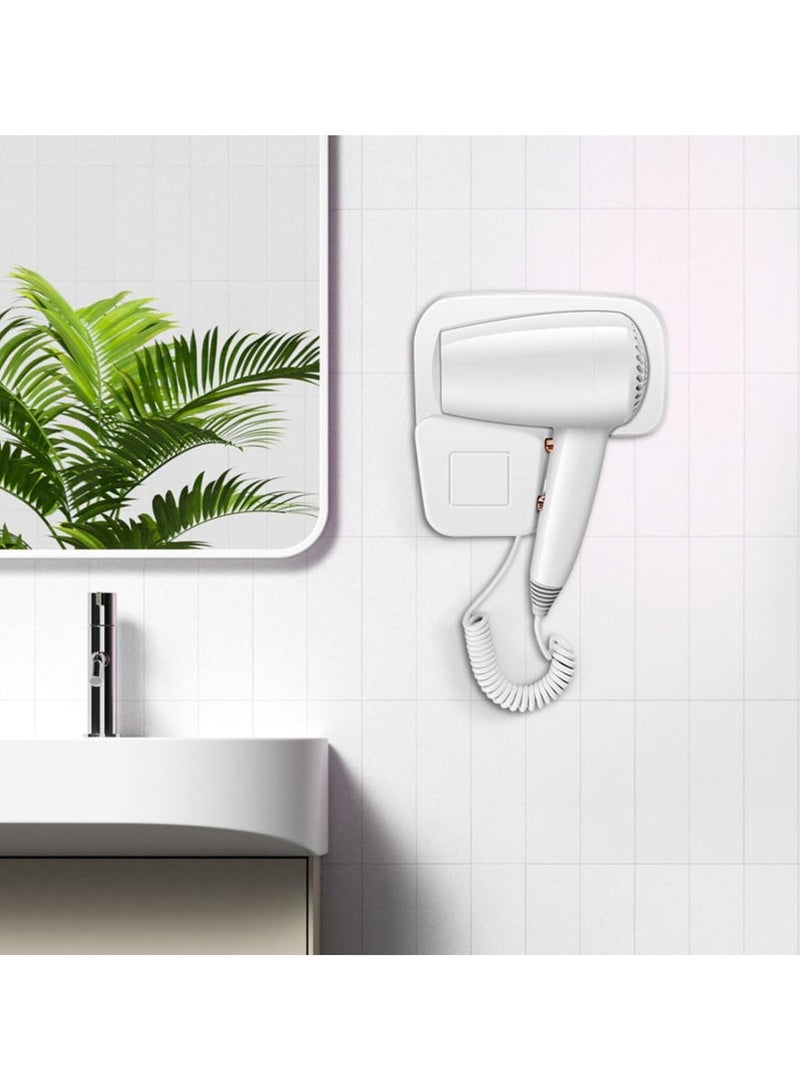 Tradeo Wall-Mounted Hair Dryer, Electric Bathroom Hairdryer with Coiled Cord Wall Hung Hair Dryer for Hotel Bathroom Home and Travel, White - Image 2