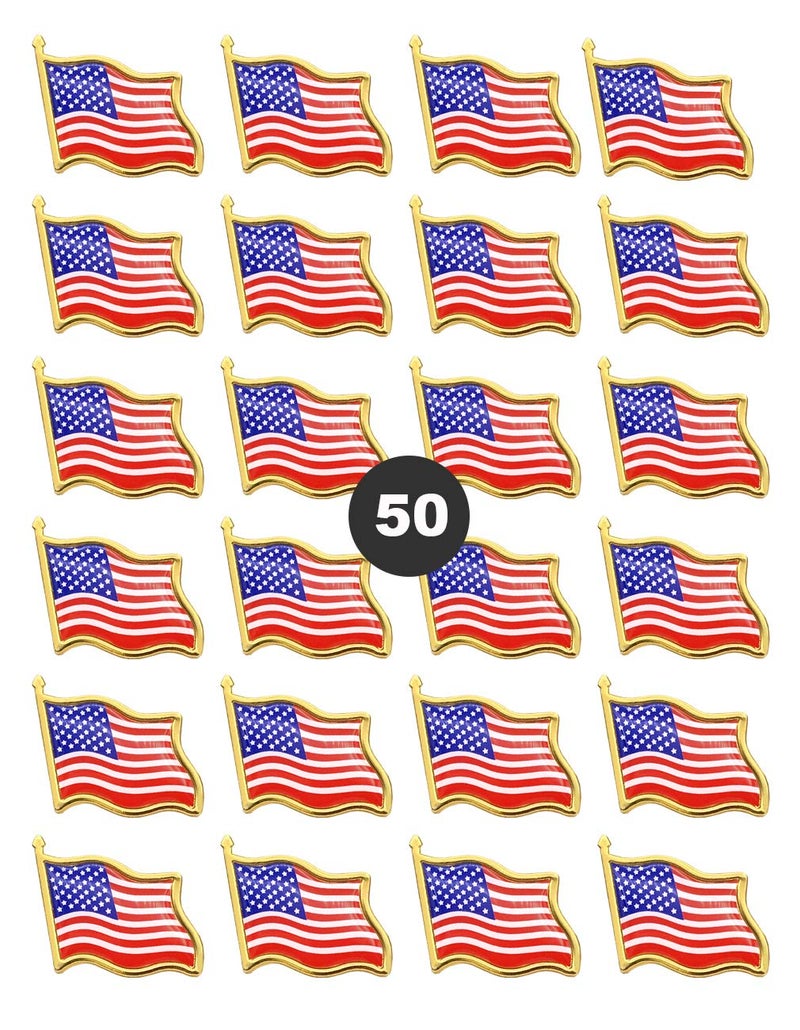MEUUT 50 PCS American Flag Lapel Pins -50 USA Waving Flag Pin United States US Badge brooch for patriotic display -50 pack - Image 1