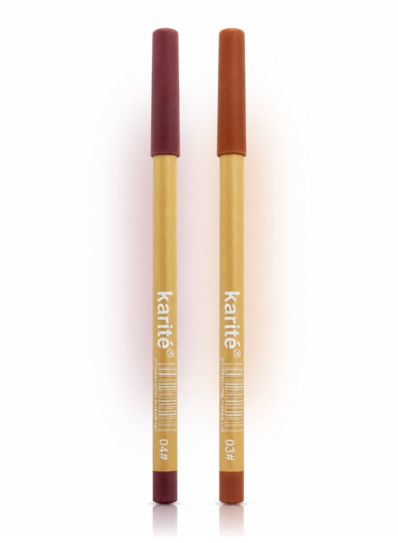KARITE Signature Lip Pencil - Shades 03 & 04 - Matte Lip Liner Pencil - Bundle - 2g Pc - Image 1