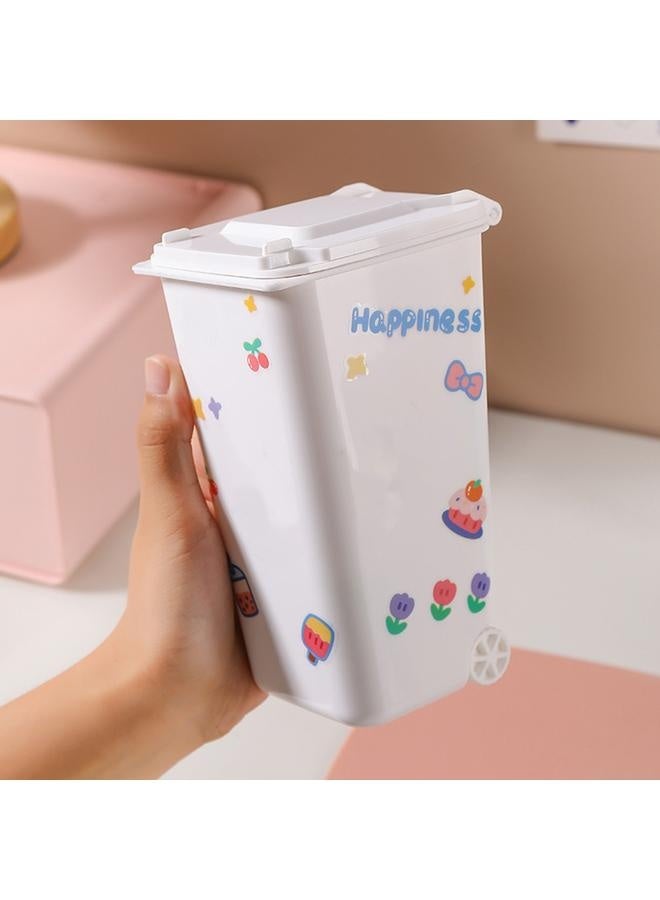 NIBEMINENT Desk Trash Can Plastic Office Paper Basket Countertop Garbage Can with Cute Sticker  - Image 5