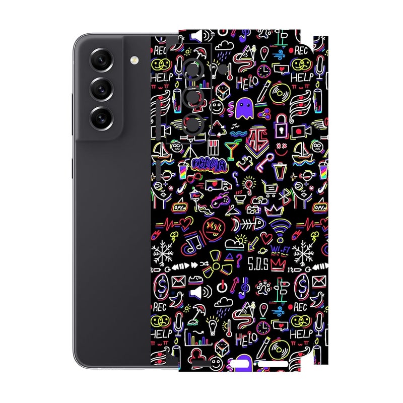 90STETHIX Compatible for Samsung Galaxy S21 FE (5G) Mobile Back Skin Screen Guard Protector (Coverage - Back+Camera+Sides) (Design-6) (138) - Image 1