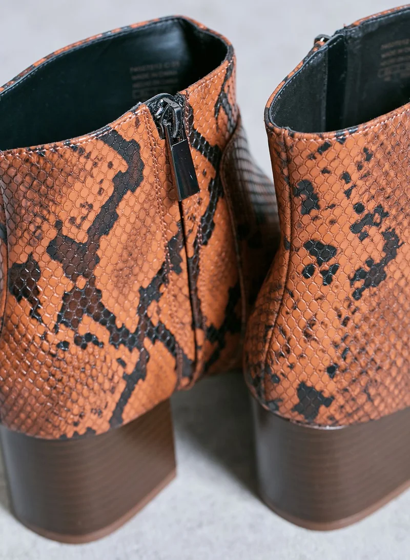 MANGO Snake Print Ankle Boots