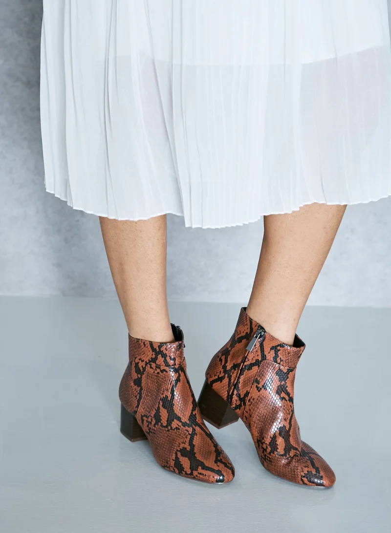 MANGO Snake Print Ankle Boots