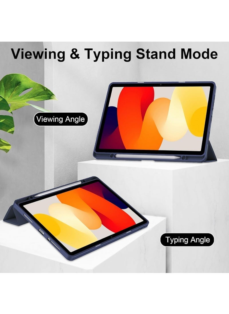 حافظة لهاتف Xiaomi Redmi Pad SE مقاس 11.0 بوصة إصدار 2023 حافظة فوليو ذكية رفيعة مزودة بحامل للنوم/الاستيقاظ التلقائي مع فتحة قلم رصاص وغطاء خلفي شفاف شفاف - Image 5