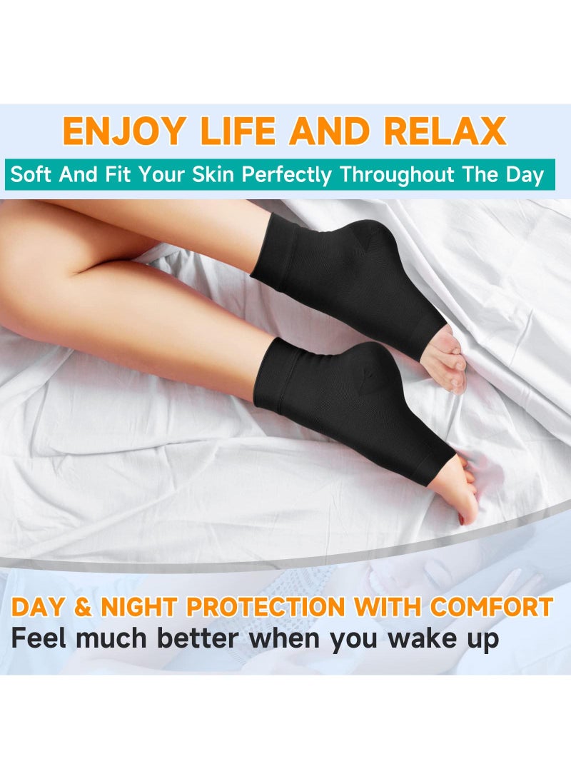 Sweet seven 3 أزواج من جوارب الضغط لتخفيف الألم لاعتلال الأعصاب، دعم الكاحل، التهاب الأوتار، والتهاب اللفافة الأخمصية - دعامة للنساء والرجال، الحجم L-XL، اللون: أسود - Image 2