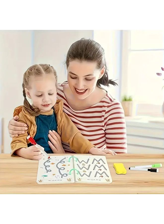 دفتر التدريب السحري القابل لإعادة الاستخدام للأطفال مع إرشادات كتابة الأرقام والحروف - Image 2