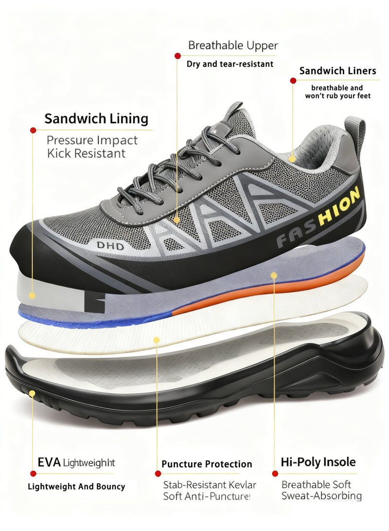 سكاي فيو أحذية أمان للرجال والنساء، مقاومة للانزلاق، مريحة، خفيفة الوزن، مضادة للانزلاق، مضادة للتحطيم، مقاومة للثقب، أحذية رياضية غير قابلة للتدمير للبناء الصناعي والمستودعات، مقاسات العمل من 41 إلى 46 - Image 4
