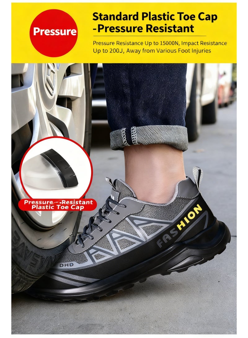 سكاي فيو أحذية أمان للرجال والنساء، مقاومة للانزلاق، مريحة، خفيفة الوزن، مضادة للانزلاق، مضادة للتحطيم، مقاومة للثقب، أحذية رياضية غير قابلة للتدمير للبناء الصناعي والمستودعات، مقاسات العمل من 41 إلى 46 - Image 3