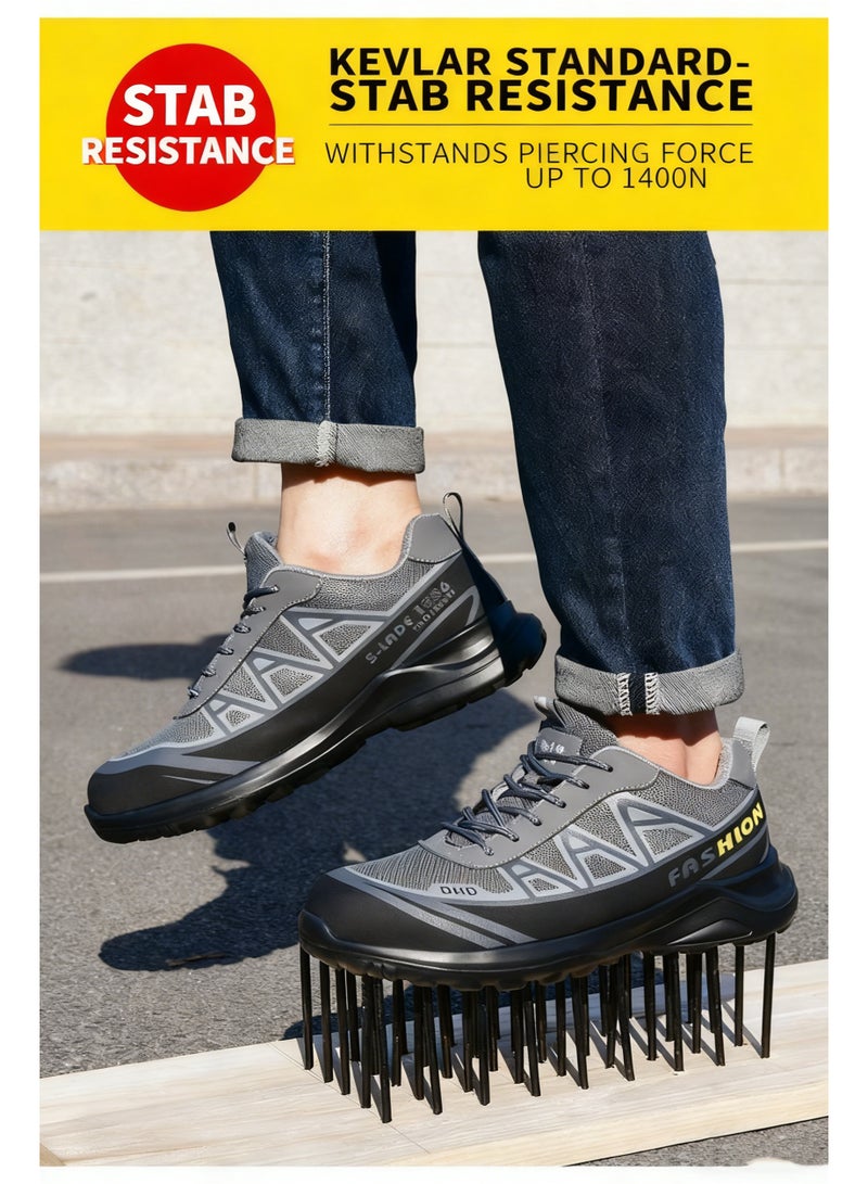 سكاي فيو أحذية أمان للرجال والنساء، مقاومة للانزلاق، مريحة، خفيفة الوزن، مضادة للانزلاق، مضادة للتحطيم، مقاومة للثقب، أحذية رياضية غير قابلة للتدمير للبناء الصناعي والمستودعات، مقاسات العمل من 41 إلى 46 - Image 2