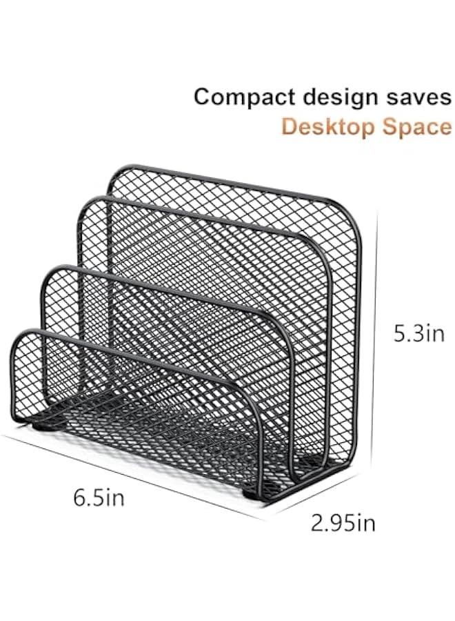 Arabest Monitor Stand with Storage + Mail Organizer Countertop (Black) - Image 3