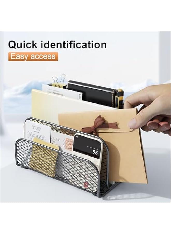 Arabest Monitor Stand with Storage + Mail Organizer Countertop (Black) - Image 4