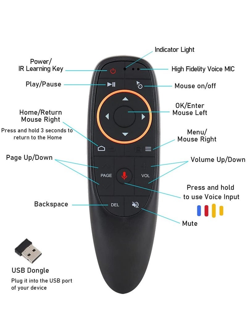 PopZa Voice Remote Air Mouse Remote, 2.4G RF Wireless Remote Control with 6 Axis Gyroscope and IR Learning, Air Fly Mouse with Voice Input for Android TV Box/PC/Smart TV/HTPC/Projector - Image 3