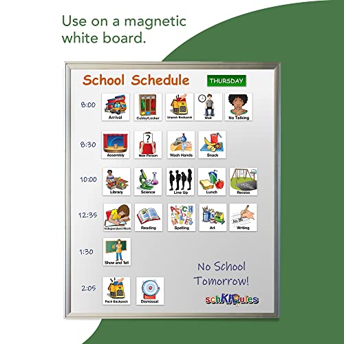 SchKIDules Visual Schedule Magnets: 87pc School Collection for Special Education and Preschool Student Support: Contains 66 (2x2) School-Themed Icons +21 Headings Available in English & Spanish - Image 4