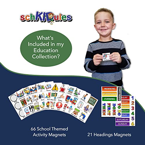 SchKIDules Visual Schedule Magnets: 87pc School Collection for Special Education and Preschool Student Support: Contains 66 (2x2) School-Themed Icons +21 Headings Available in English & Spanish - Image 2