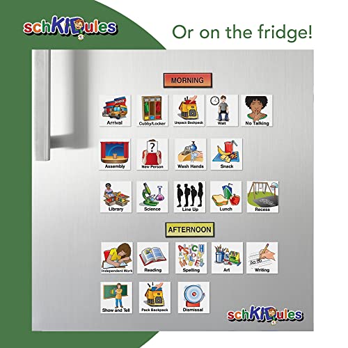 SchKIDules Visual Schedule Magnets: 87pc School Collection for Special Education and Preschool Student Support: Contains 66 (2x2) School-Themed Icons +21 Headings Available in English & Spanish - Image 5