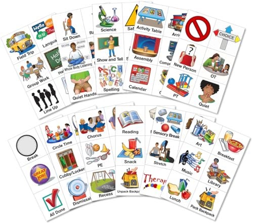SchKIDules Visual Schedule Magnets: 87pc School Collection for Special Education and Preschool Student Support: Contains 66 (2x2) School-Themed Icons +21 Headings Available in English & Spanish - Image 3