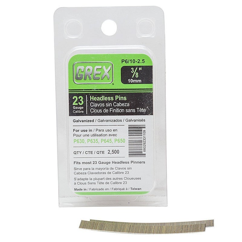 GREX P61025 23 Gauge 38Inch Length Headless Pins 2500 per box