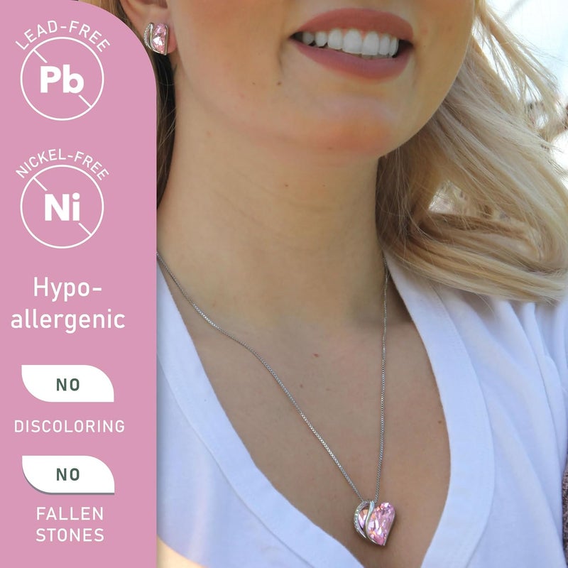 Leafael Valentine's Day Gift Necklaces for Women, Infinity Love Birthstone Heart Crystal Pendant, Birthday Anniversary Jewelry for Wife, Mom, and Her, Silver Plated, 18" + 2" Adjustable Chain - Image 2