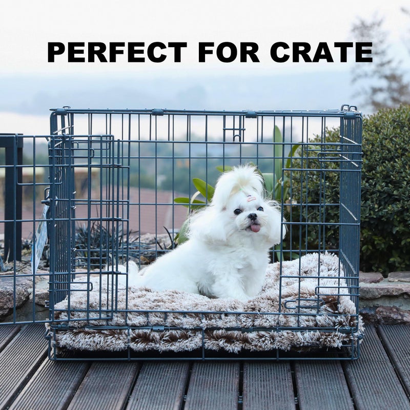 Bedfolks Waterproof Crate Bed, Plush Dog & Cat Bed with Removable Washable Cover, Faux Fur Kennel Pad, 23"x18", Brown - Image 3