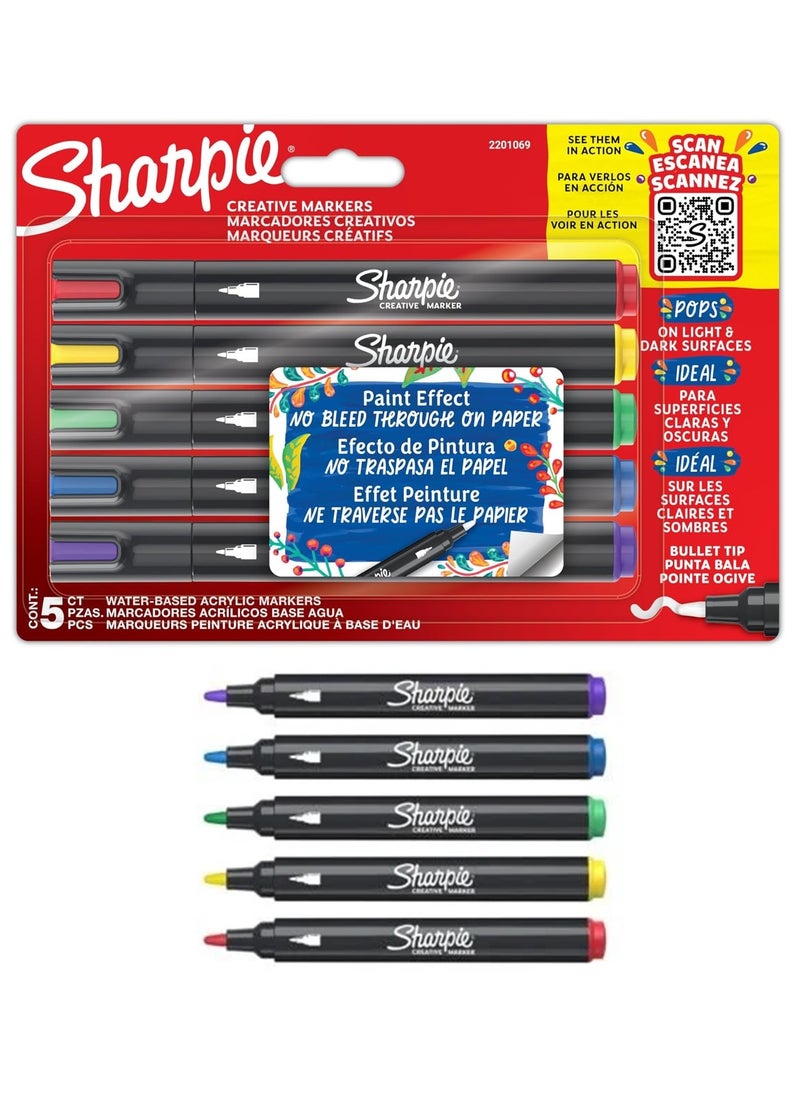 Sharpie 5-Piece Creative Acrylic Paint Markers Multicolour  - Image 1