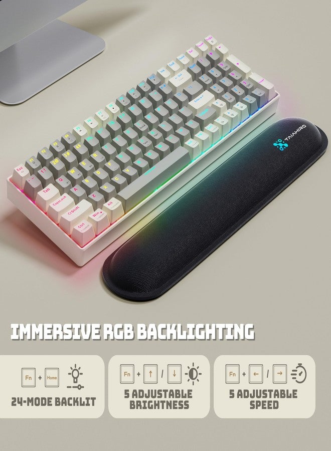 Taiahiro Creamy Mechanical Gaming Keyboard Wireless - 100 Keys Hot-Swappable Retro Design, Silent Linear Switches, 3-Mode (BT/2.4G/USB-C), LED Backlit, 3000mAh, Ergonomic Wrist Rest for Win/Mac Gaming & Typing - Image 5