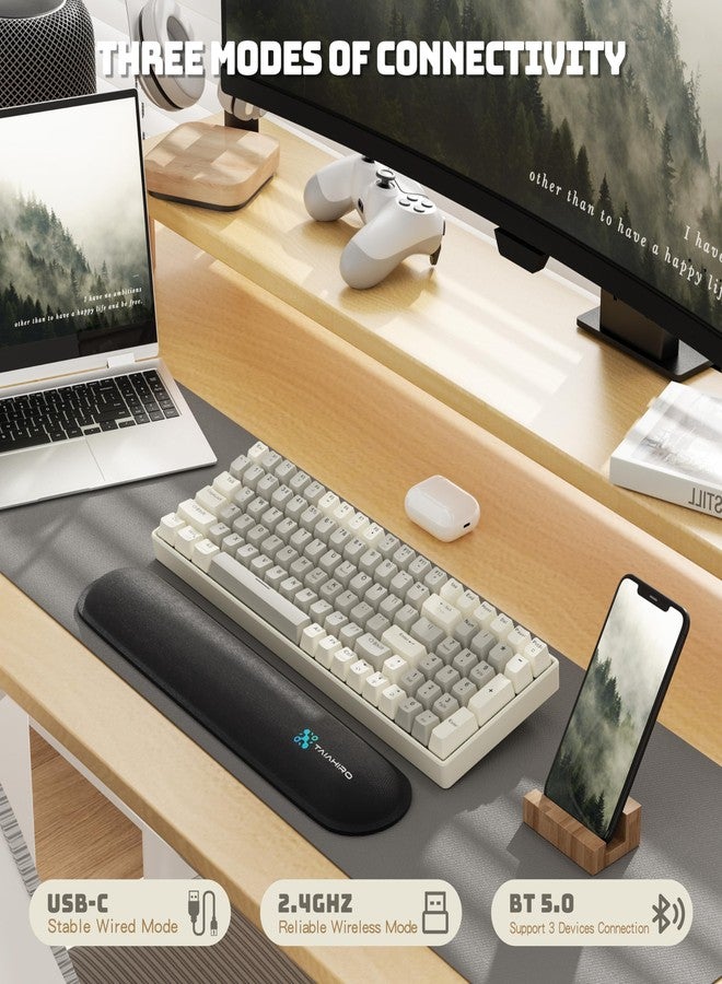 Taiahiro Creamy Mechanical Gaming Keyboard Wireless - 100 Keys Hot-Swappable Retro Design, Silent Linear Switches, 3-Mode (BT/2.4G/USB-C), LED Backlit, 3000mAh, Ergonomic Wrist Rest for Win/Mac Gaming & Typing - Image 2