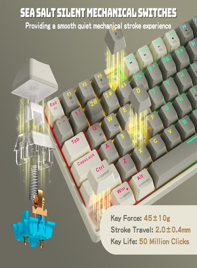 Taiahiro Creamy Mechanical Gaming Keyboard Wireless - 100 Keys Hot-Swappable Retro Design, Silent Linear Switches, 3-Mode (BT/2.4G/USB-C), LED Backlit, 3000mAh, Ergonomic Wrist Rest for Win/Mac Gaming & Typing - Image 3