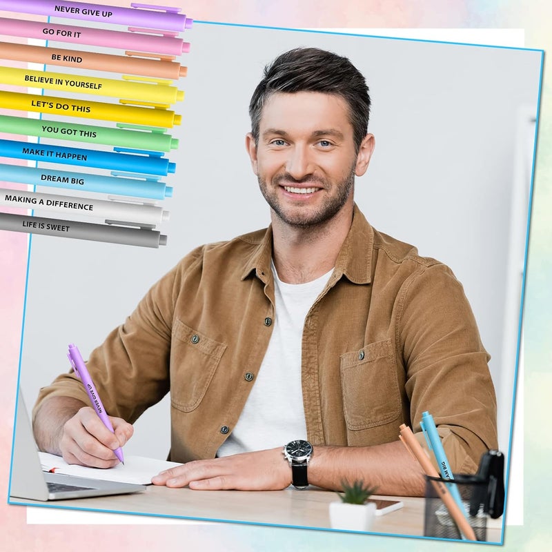 Epakh Epakh 50 Pcs Inspirational Ballpoint Funny Motivational Pens KitFun Optimistic Colorful Quotes Black Pen Novelty Gift for Coworkers Office SuppliesInspirationalMacaron Color - Image 4