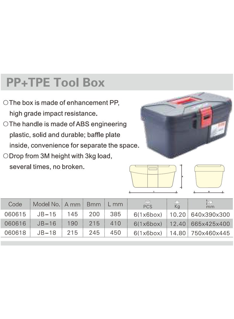 jetechtool Jetech 15-Inch Tool Box, Plastic Storage Toolbox, Multi-Function Organizer with Tray, Polypropylene Plastic Tools Box with Heavy Duty ABS Handle - JB-15 - Image 3