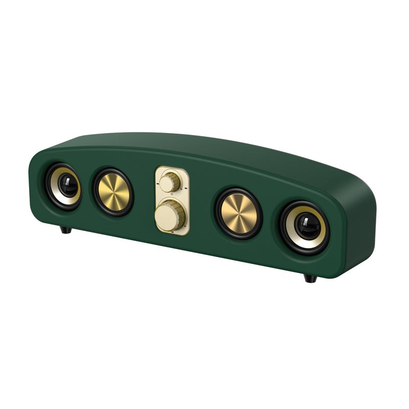 Wireless Portable Speaker with Powerful Stereo and Bass, Perfect for Parties and Gifts (Wood Grain)