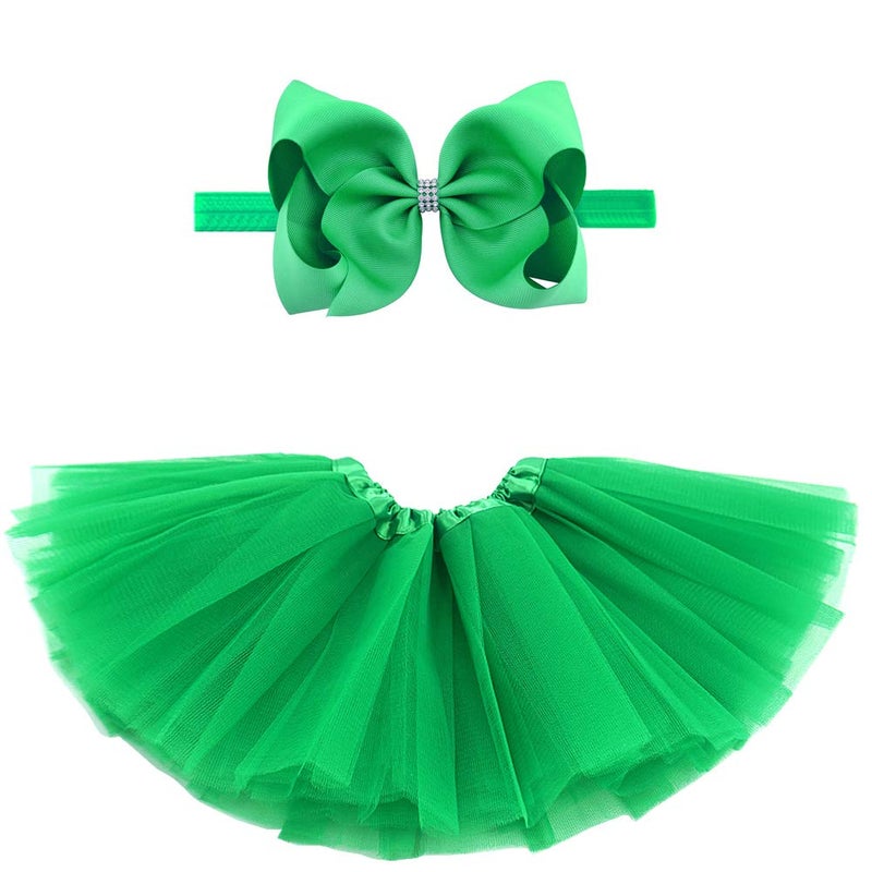 BGFKS 5 Layered Toddlers Tulle Tutu Skirt for Girls with Headband for Baby Girl 0 to 36 Months (Green, S,0-6 Months) - Image 5