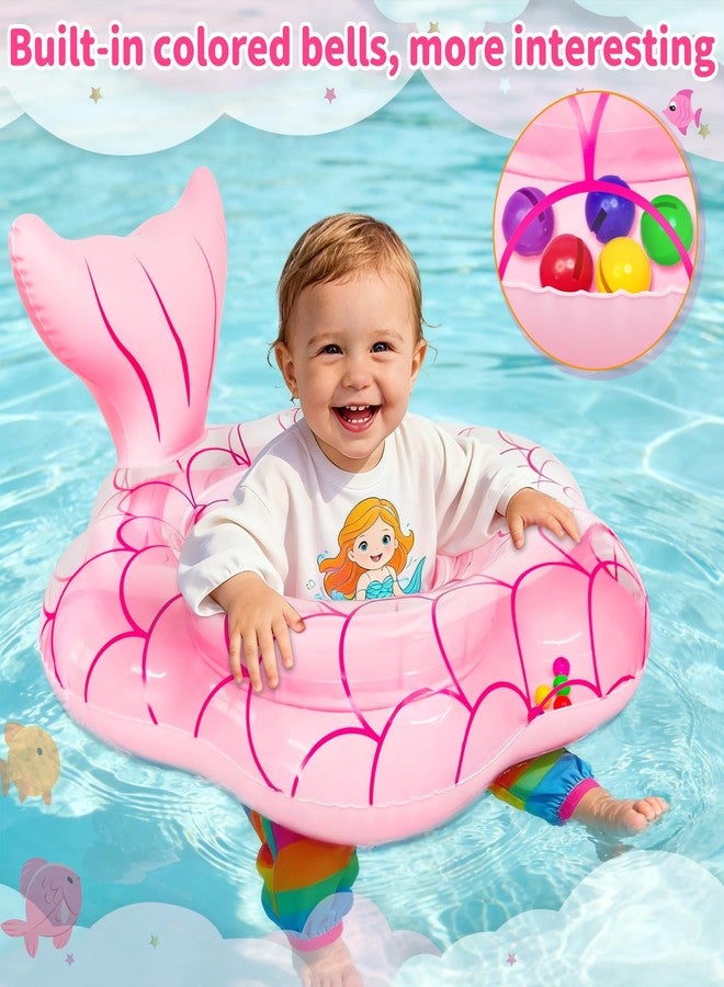 AMENON 25.6" Extra-Wide Baby Pool Float for 6-36 Months, Anti-Flip Safety Mermaid Toddler Swimming Float, Inflatable Swim Trainer, Infant Swim Floats, Toddler Floaties, Kids Beach Toys Summer Essentials - Image 4