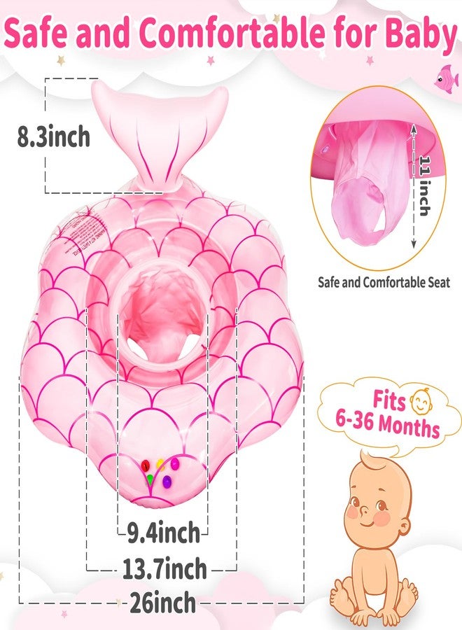 AMENON 25.6" Extra-Wide Baby Pool Float for 6-36 Months, Anti-Flip Safety Mermaid Toddler Swimming Float, Inflatable Swim Trainer, Infant Swim Floats, Toddler Floaties, Kids Beach Toys Summer Essentials - Image 2