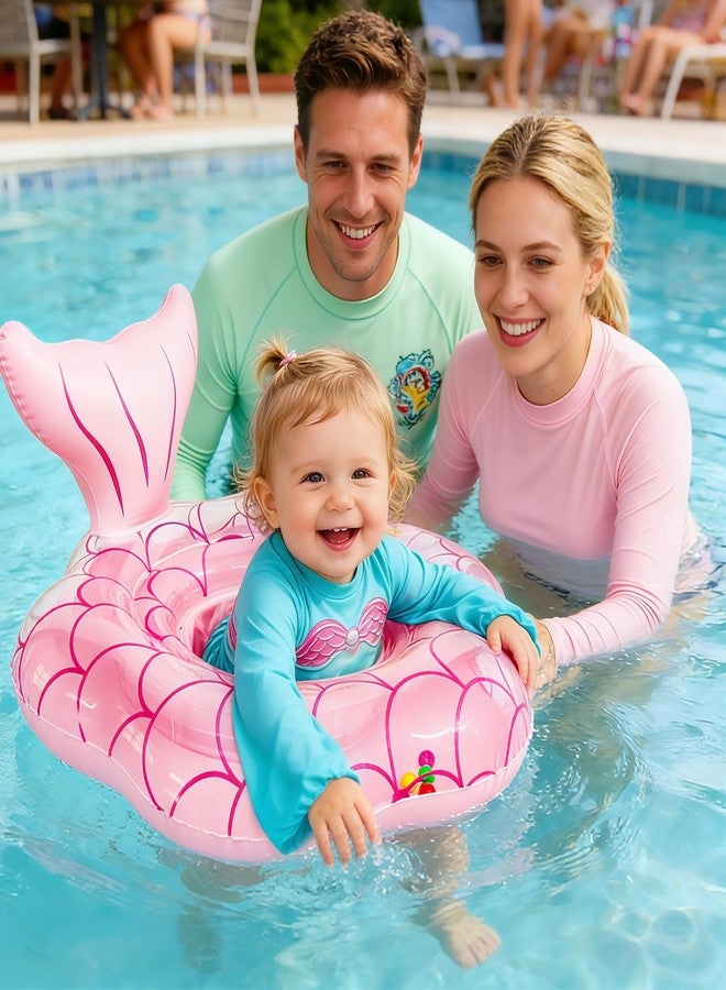 AMENON 25.6" Extra-Wide Baby Pool Float for 6-36 Months, Anti-Flip Safety Mermaid Toddler Swimming Float, Inflatable Swim Trainer, Infant Swim Floats, Toddler Floaties, Kids Beach Toys Summer Essentials - Image 5