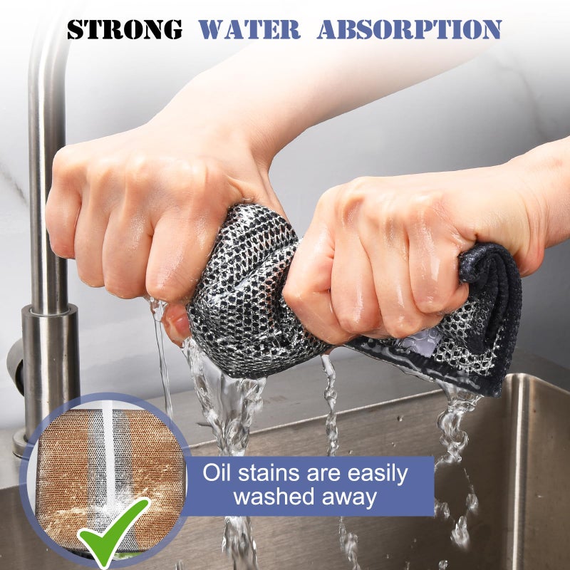Forggon 10 Pcs New Upgrade3-Layernonscratch Wire Dishcloth Wire Dishwashing Rag  Non-Scratch Wire Dishwashing Ragsfor Wet And Dry  Kitchen Cleaning Dish Ragsfor Cookware Sinks  Dishes Stove - Image 4