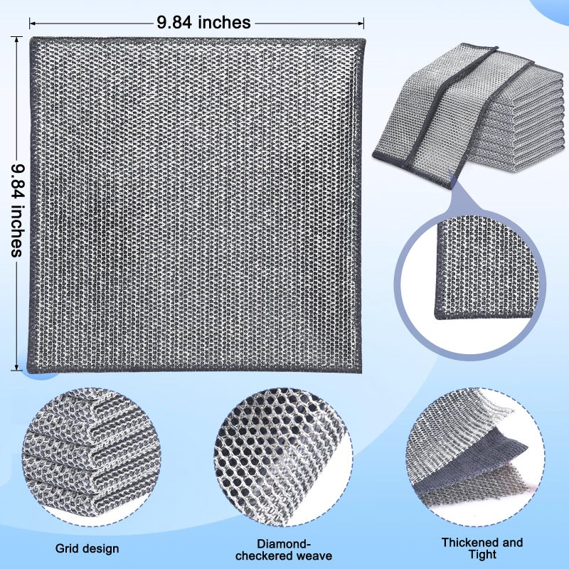 Forggon 10 Pcs New Upgrade3-Layernonscratch Wire Dishcloth Wire Dishwashing Rag  Non-Scratch Wire Dishwashing Ragsfor Wet And Dry  Kitchen Cleaning Dish Ragsfor Cookware Sinks  Dishes Stove - Image 2