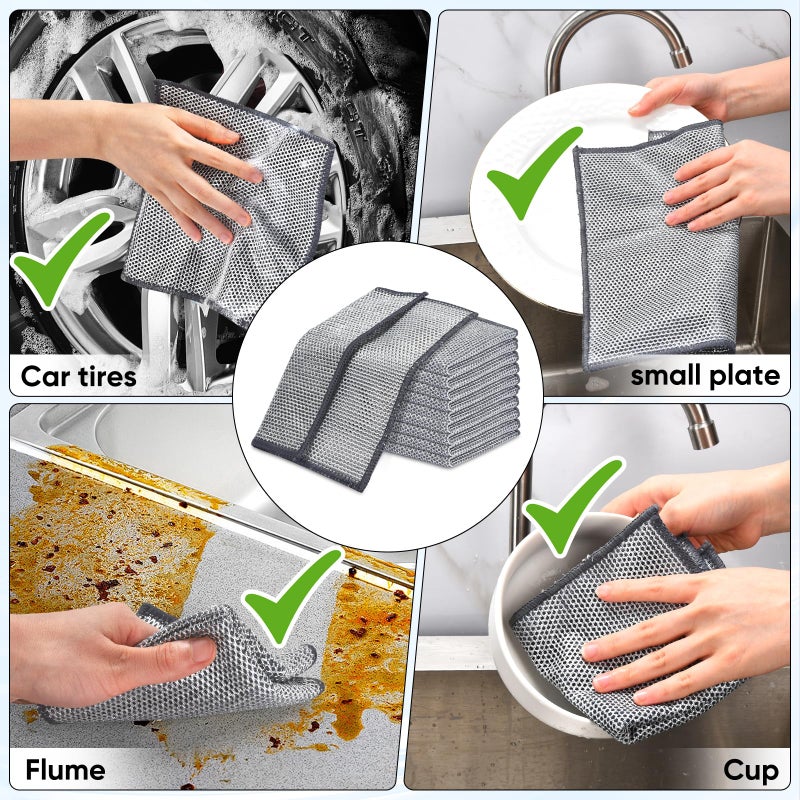 Forggon 10 Pcs New Upgrade3-Layernonscratch Wire Dishcloth Wire Dishwashing Rag  Non-Scratch Wire Dishwashing Ragsfor Wet And Dry  Kitchen Cleaning Dish Ragsfor Cookware Sinks  Dishes Stove - Image 5