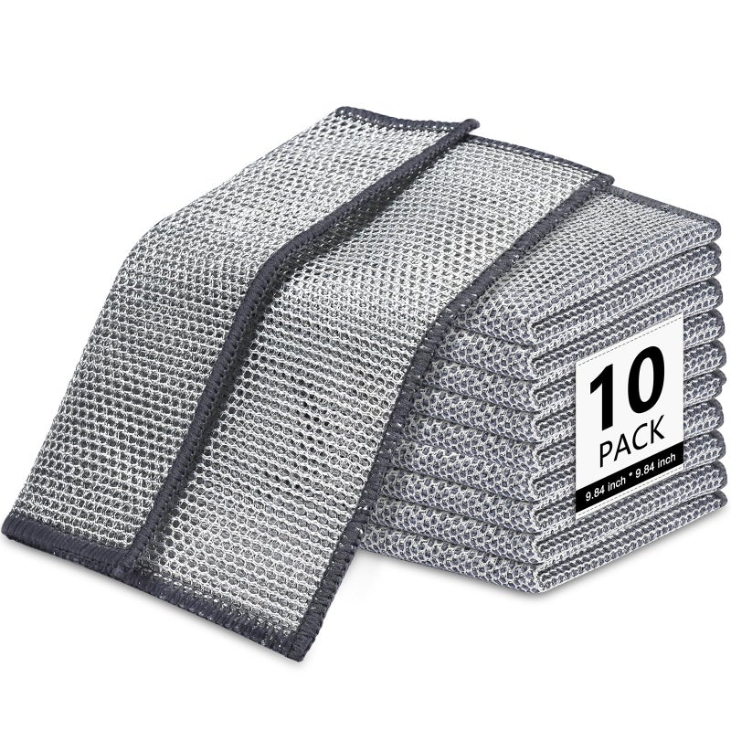 Forggon 10 Pcs New Upgrade3-Layernonscratch Wire Dishcloth Wire Dishwashing Rag  Non-Scratch Wire Dishwashing Ragsfor Wet And Dry  Kitchen Cleaning Dish Ragsfor Cookware Sinks  Dishes Stove - Image 1