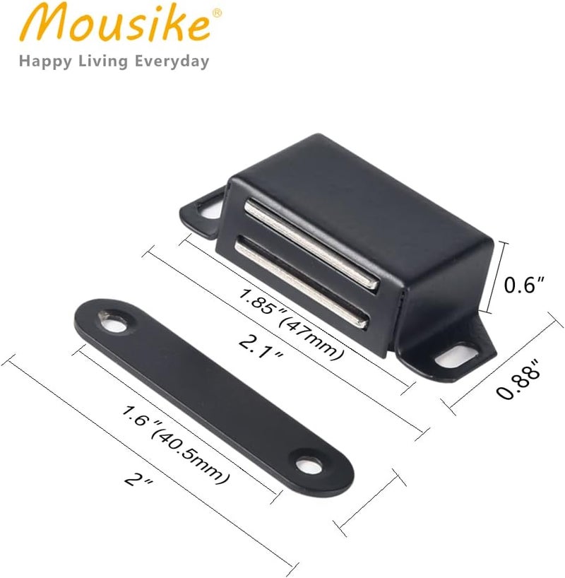 Mousike Cabinet Magnets 30lb Black Door Magnets with Strong Magnetic for Kitchen Cupboard Wardrobe Closet Cabinet Door Drawer Latch 4 Pack - Image 2