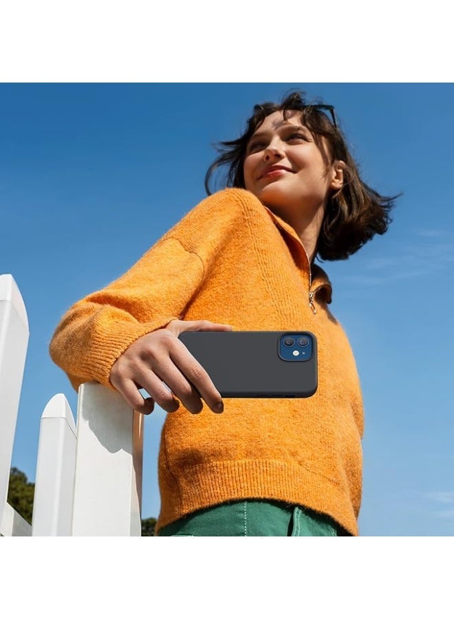 جراب متوافق مع iPhone 12 وiPhone 12 Pro، جراب هاتف من المطاط السائل من جل السيليكون لحماية الجسم بالكامل ومضاد للصدمات والسقوط مقاس 6.1 بوصة، (أسود) - Image 2