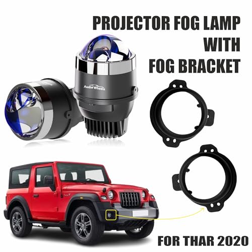 Audio Wheels 3" LED Projector Fog Lamp with Cover 120W, Tri-Color (White/Warm/Yellow) | Single Beam | with Blue Tint Film | 12V/24V Fog Light for Car & Vehicle Modification | For Mahindra Thar 2020 - Image 2
