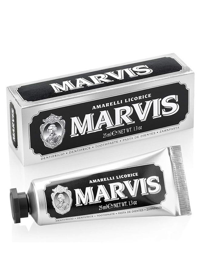 Marvis Amarelli Licorice Toothpaste 25ml, Promotes Natural Whitening of Teeth, Plaque Removal Toothpaste, Long Lasting Freshness - Image 1