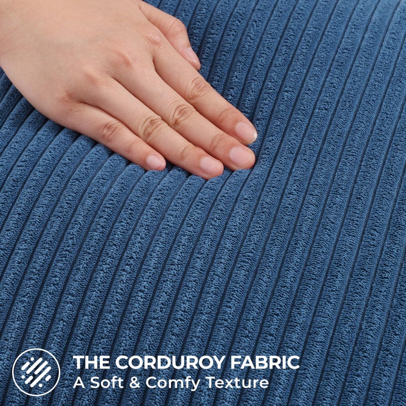 Mecatny Corduroy Decorative Throw Pillow Covers 18x18 Set of 2 for Sofa Living Room, Soft Neutral Boho Couch Pillow Covers for Home Decor, Navy Blue - Image 4