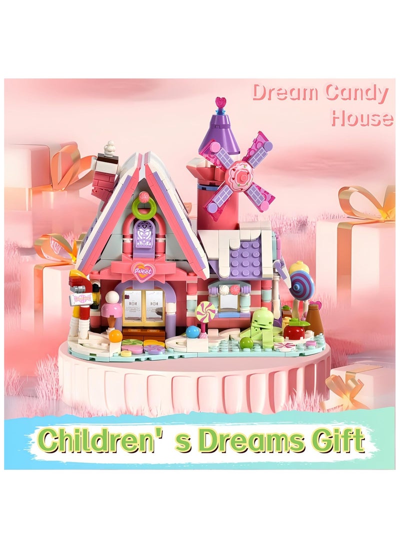 Pink Candy House Building Set with Windmill,Girls Building Blocks Dream Candy Shop Toy. Display Toys Kits Mini Bricks for Adults and Girls.A Fun Gift for Anyone Love Creative Play.(547PSC)  - Image 3