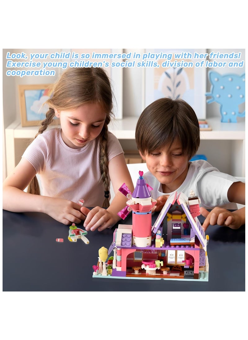 Pink Candy House Building Set with Windmill,Girls Building Blocks Dream Candy Shop Toy. Display Toys Kits Mini Bricks for Adults and Girls.A Fun Gift for Anyone Love Creative Play.(547PSC)  - Image 4