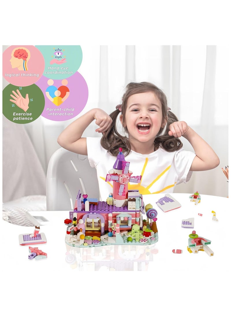 Pink Candy House Building Set with Windmill,Girls Building Blocks Dream Candy Shop Toy. Display Toys Kits Mini Bricks for Adults and Girls.A Fun Gift for Anyone Love Creative Play.(547PSC)  - Image 5